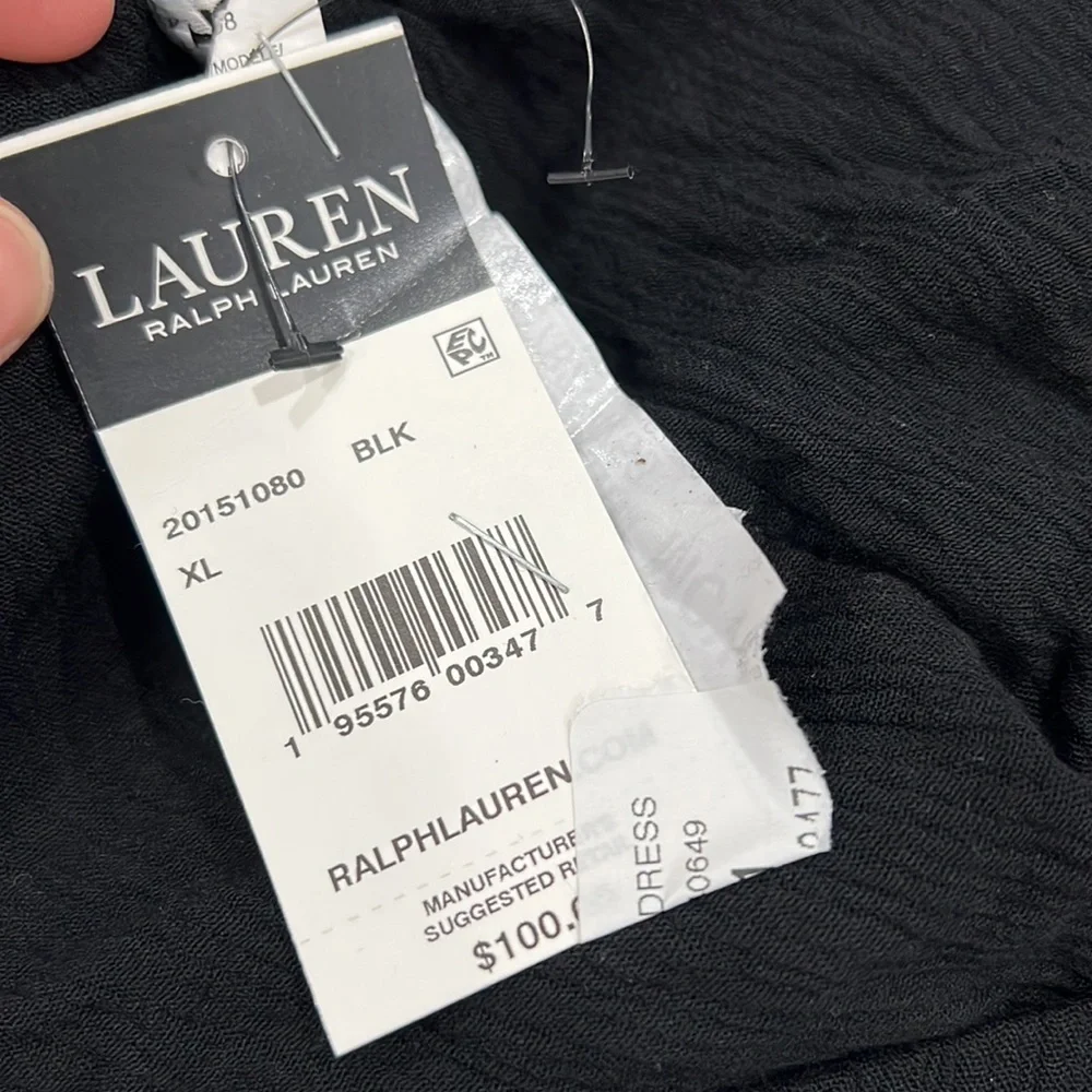 LAUREN RALPH LAUREN Black Sleeveless Knee Length Womens swim cover up